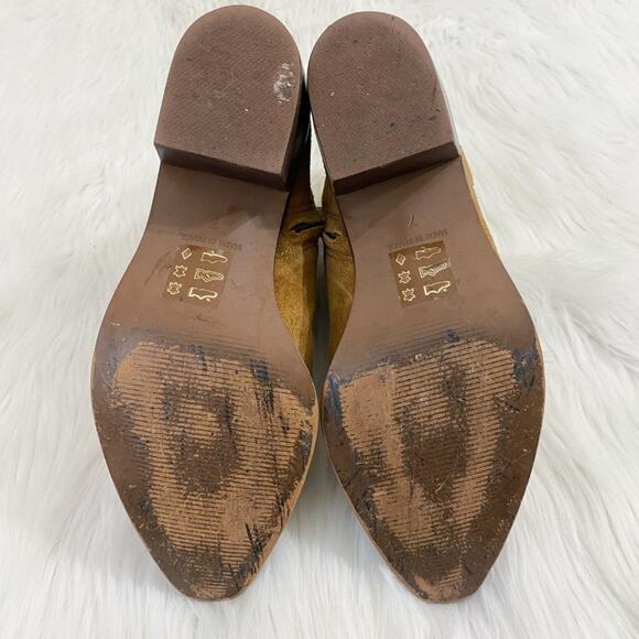 Madewell Tan Suede Western Style Ankle Boots Side Zip Made in Brazil Women's 7 - Picture 6 of 10